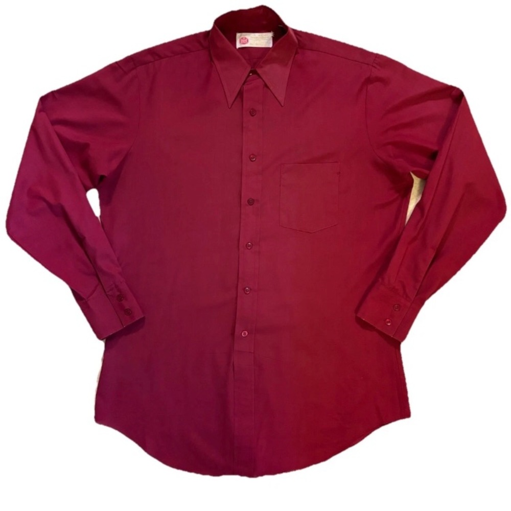 Kings Road Sears Vintage Button Up Dress Shirt Red Size 16 L 16.5